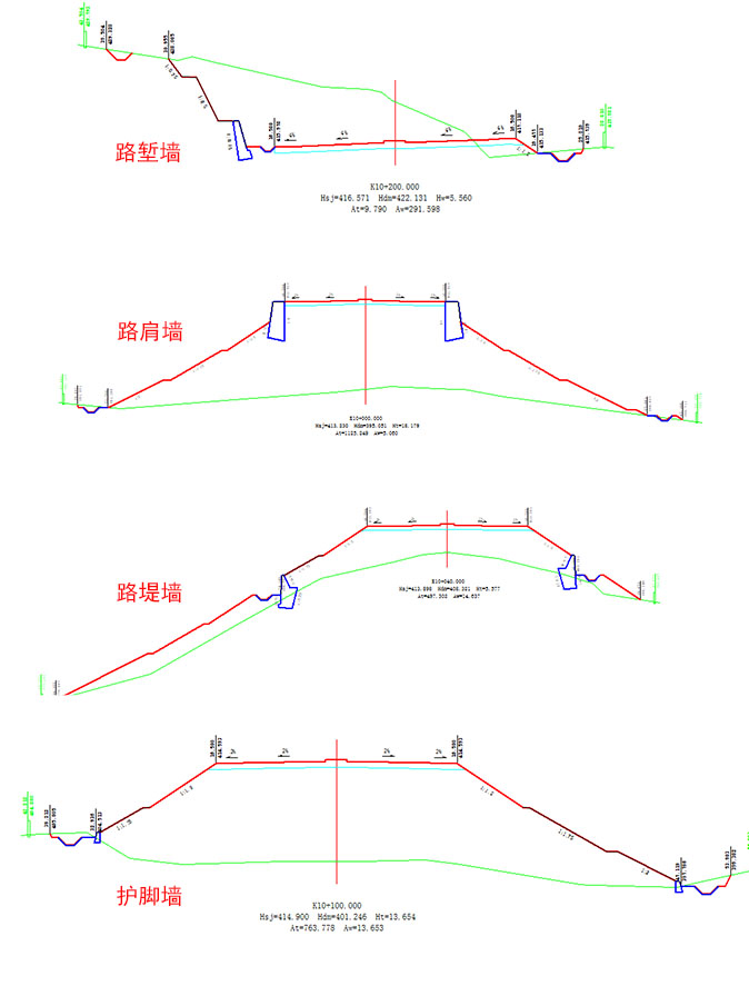 道路测设大师横断面挡墙